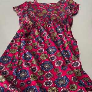 Vibrant Pink Floral Kids Dress with pockets